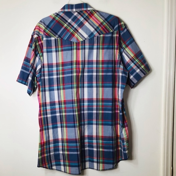 Wrangler button up shirt men 18 tall plaid short sleeve - Picture 2 of 8